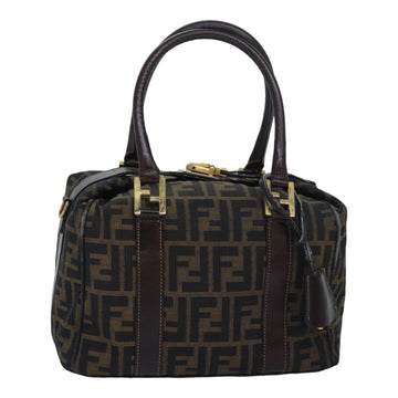 FENDI Zucca Canvas Hand Bag Brown Black Auth 83684