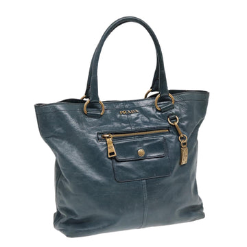 PRADA Tote Bag Leather Navy Auth 83700