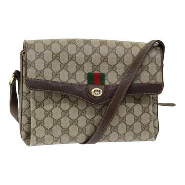 GUCCI GG Supreme Web Sherry Line Shoulder Bag PVC Beige Auth 83722