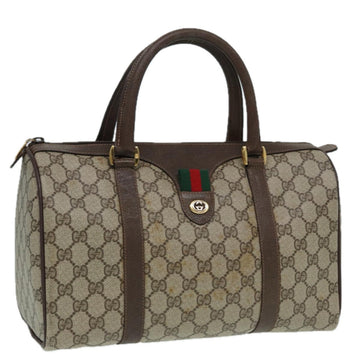 GUCCI GG Supreme Web Sherry Line Boston Bag Beige Red Green Auth 83924