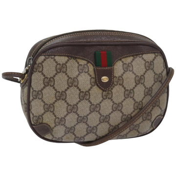 GUCCI GG Supreme Web Sherry Line Shoulder Bag PVC Beige 156 02 066 Auth 83926