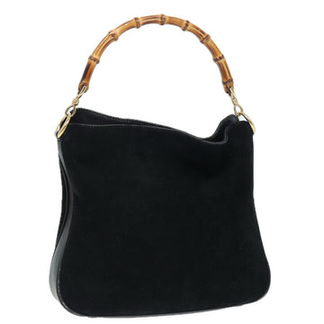 GUCCI Bamboo Shoulder Bag Suede Black 001 2404 1638 Auth 83939