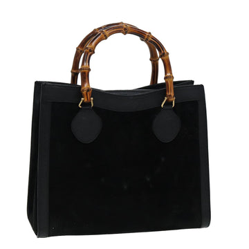 GUCCI Bamboo Hand Bag Suede Leather Black 002 1186 0260 Auth 83942