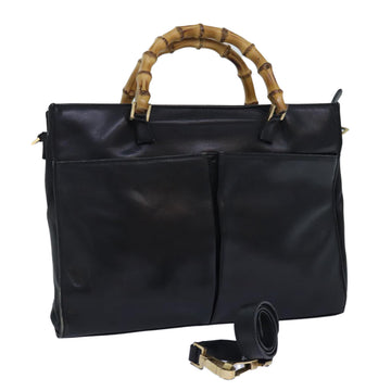 GUCCI Bamboo Shoulder Bag Leather 2way Black 001 2855 1875 0 Auth 83966