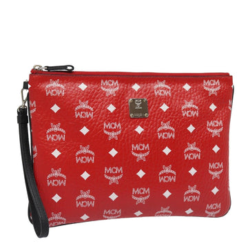 MCM Vicetos Logogram Clutch Bag PVC Red Auth 83991