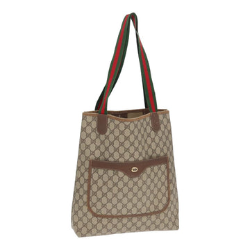 GUCCI GG Supreme Web Sherry Line Tote Bag PVC Beige Red 40 02 003 Auth 84230