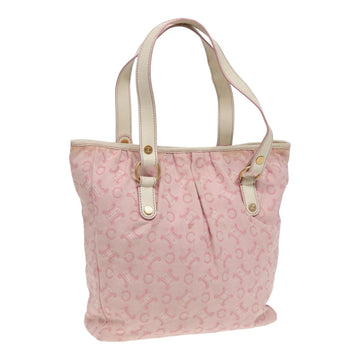 CELINE C Macadam Canvas Tote Bag Pink White Auth 84440