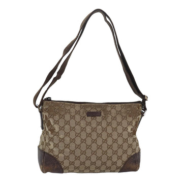 GUCCI GG Canvas Shoulder Bag Beige Brown 114273 Auth 84457