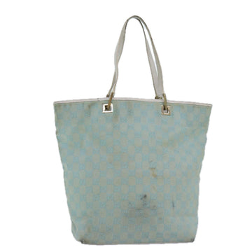 GUCCI GG Canvas Tote Bag Light Blue White gold 002 1098 Auth 84563