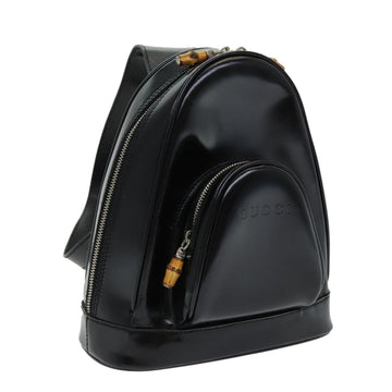 GUCCI Bamboo Backpack Enamel Black 003 2853 0127 5 Auth 84569