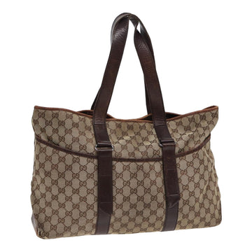 GUCCI GG Canvas Tote Bag Beige Brown 153238 Auth 84604