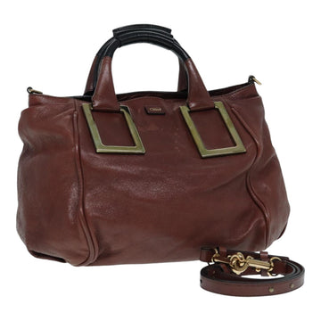 Chloe Etel Hand Bag Leather 2way Brown Gold Auth 84625