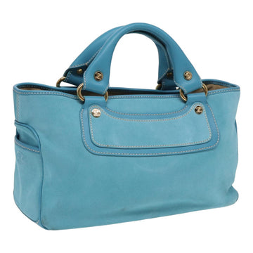 CELINE Hand Bag Suede Blue Auth 84759