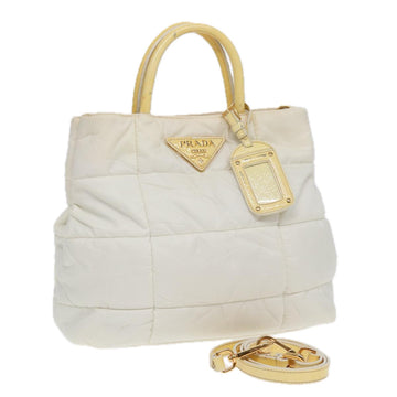 PRADA Shoulder Bag Nylon White Auth 84770