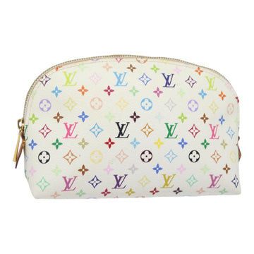 LOUIS VUITTON Multicolor Pochette Cosmetic PM Pouch White M47354 LV Auth 84873