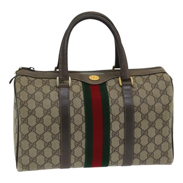 GUCCI GG Supreme Web Sherry Line Boston Bag PVC Beige Red 40 02 007 Auth 84924