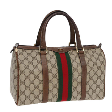 GUCCI GG Supreme Web Sherry Line Boston Bag PVC Beige 012 3842 33 39 Auth 84925