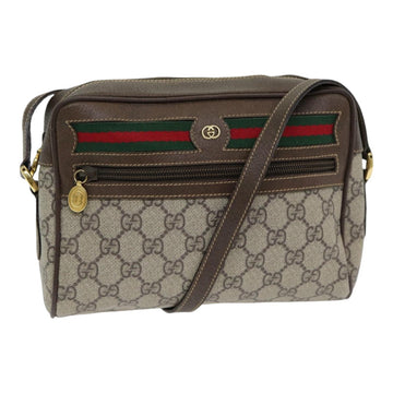 GUCCI GG Supreme Web Sherry Line Shoulder Bag PVC Beige Red Green Auth 84928