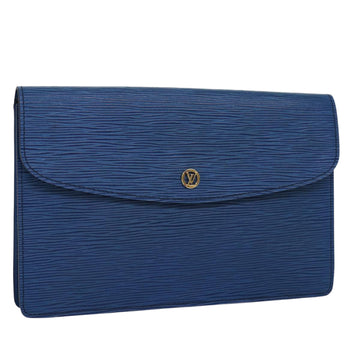 LOUIS VUITTON Epi Montaigne 27 Clutch Bag Blue M52655 LV Auth 84998