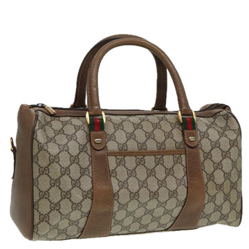 GUCCI GG Supreme Web Sherry Line Boston Bag PVC Beige Red 39 02 072 Auth 85055