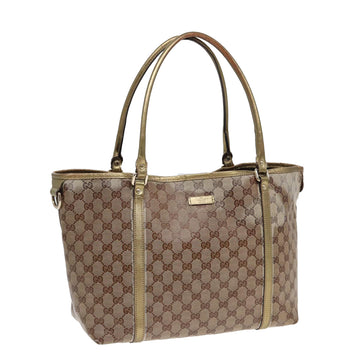 GUCCI GG Crystal Tote Bag Gold Beige 197953 Auth 85182