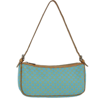 CELINE Macadam Canvas Shoulder Bag Turquoise Blue Silver Auth 85440