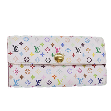 LOUIS VUITTON Multicolor Portefeuille Sarah Wallet White M93532 LV Auth 85501