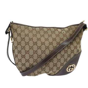 GUCCI GG Canvas Shoulder Bag Beige Gold 169998 Auth 85721