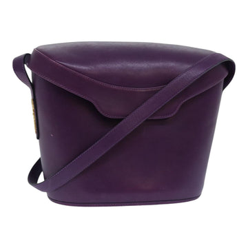 SALVATORE FERRAGAMO Shoulder Bag Leather Purple Gold Auth 85876