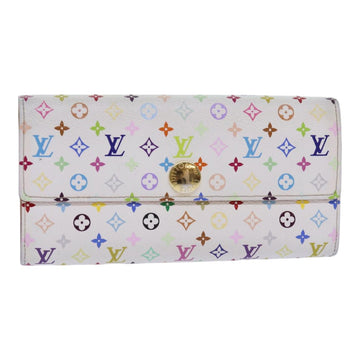 LOUIS VUITTON Multicolor Portefeuille Sarah Wallet White M93532 LV Auth 85889