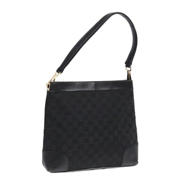 GUCCI GG Canvas Shoulder Bag Black Gold 33900 Auth 85998