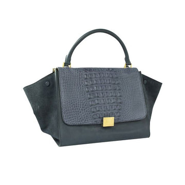 CELINE Blue Python and Suede Trapeze Tote Bag