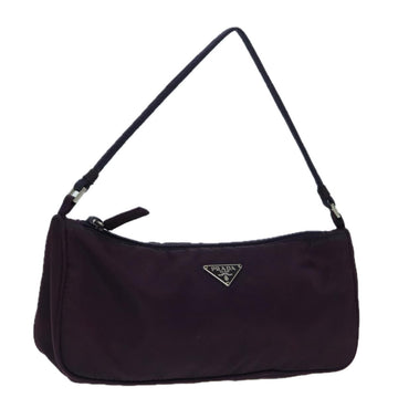 PRADA Accessory Pouch Nylon Purple Silver Auth 86169