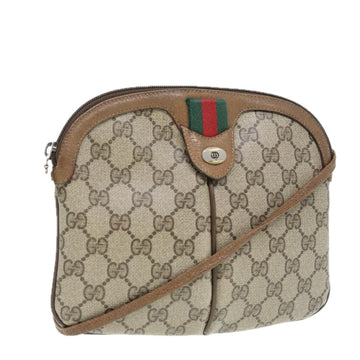 GUCCI GG Canvas Web Sherry Line Shoulder Bag PVC Beige Gold 68.02.047 Auth 86305