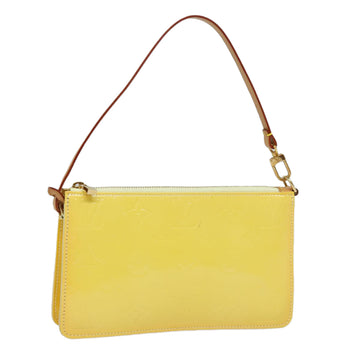 LOUIS VUITTON Vernis Lexington Accessory Pouch Lime Yellow M91058 LV Auth 86322