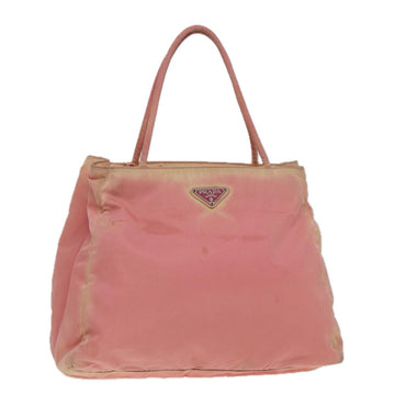 PRADA Hand Bag Nylon Pink Silver Auth 86444