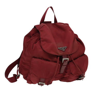 PRADA Backpack Nylon Red Silver Auth 86450