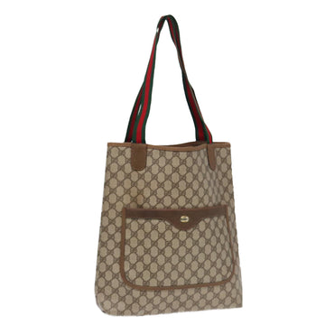 GUCCI GG Supreme Web Sherry Line Tote Bag PVC Leather Beige 39 02 003 Auth 86559