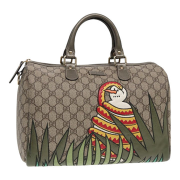 GUCCI GG Supreme UNICEF Snowman in Africa Boston Bag PVC Beige 189895 Auth 86638