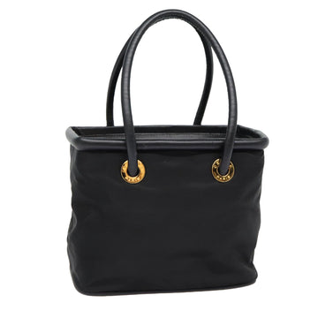 CELINE Hand Bag Nylon Black Gold Auth 86721