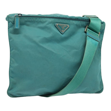 PRADA Shoulder Bag Nylon Turquoise Blue Silver Auth 86875