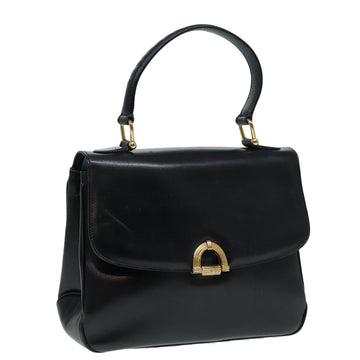 CELINE Hand Bag Leather Black Gold Auth 86893