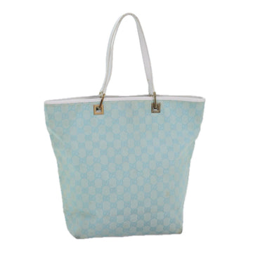 GUCCI GG Canvas Tote Bag Light Blue Gold 002 1098 1705 Auth 86897