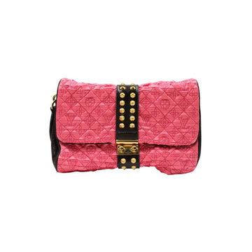 Pink & Black Monogram Bunny Clutch Bag Satin Leather