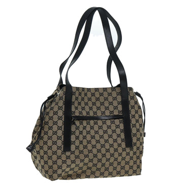 GUCCI GG Canvas Tote Bag Beige Gold Auth 87025