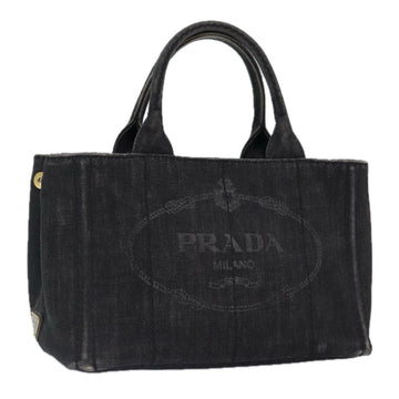 PRADA Canapa PM Hand Bag Denim Black Auth 87158