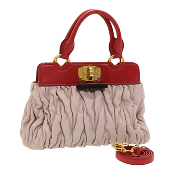 MIU MIU Matelasse Hand Bag Leather 2way Pink Auth 87221