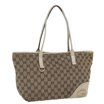 GUCCI GG Canvas Tote Bag Beige Gold 169946 Auth 87241