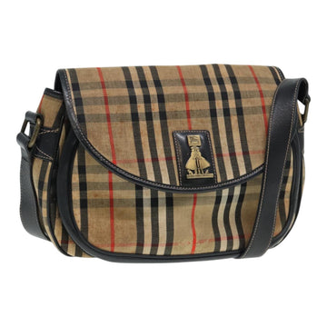 BURBERRYSs Nova Check Shoulder Bag Canvas Beige Black gold Auth 87326