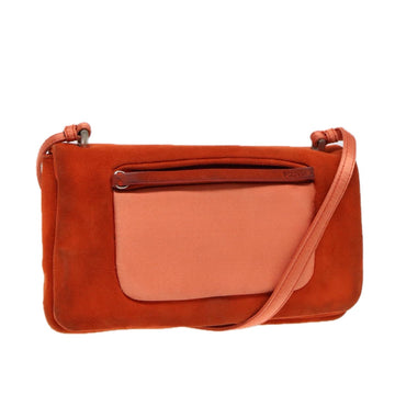 PRADA Shoulder Bag Suede Orange Silver Auth 87356